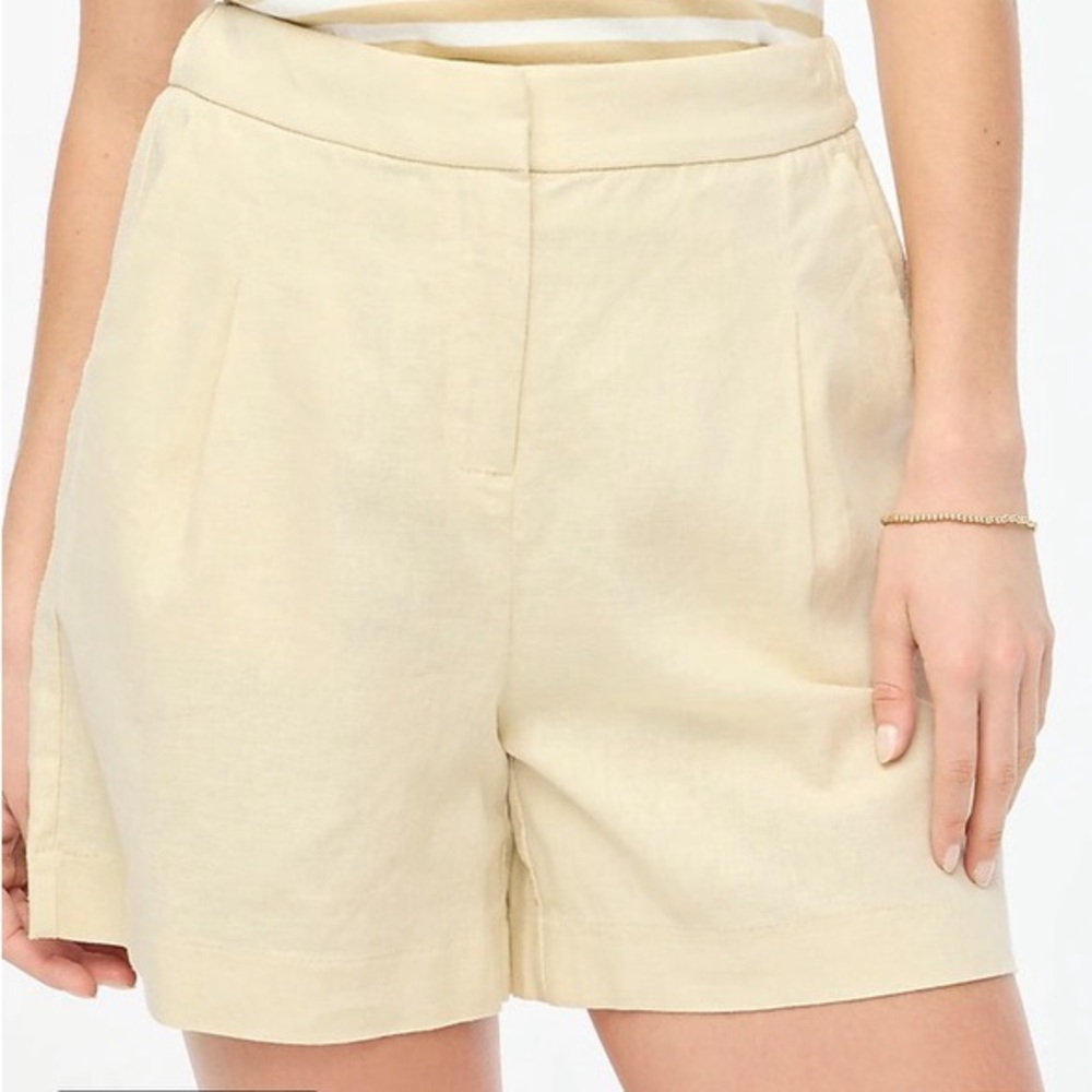 J. Crew Factory Elastic-back linen-blend pleated short